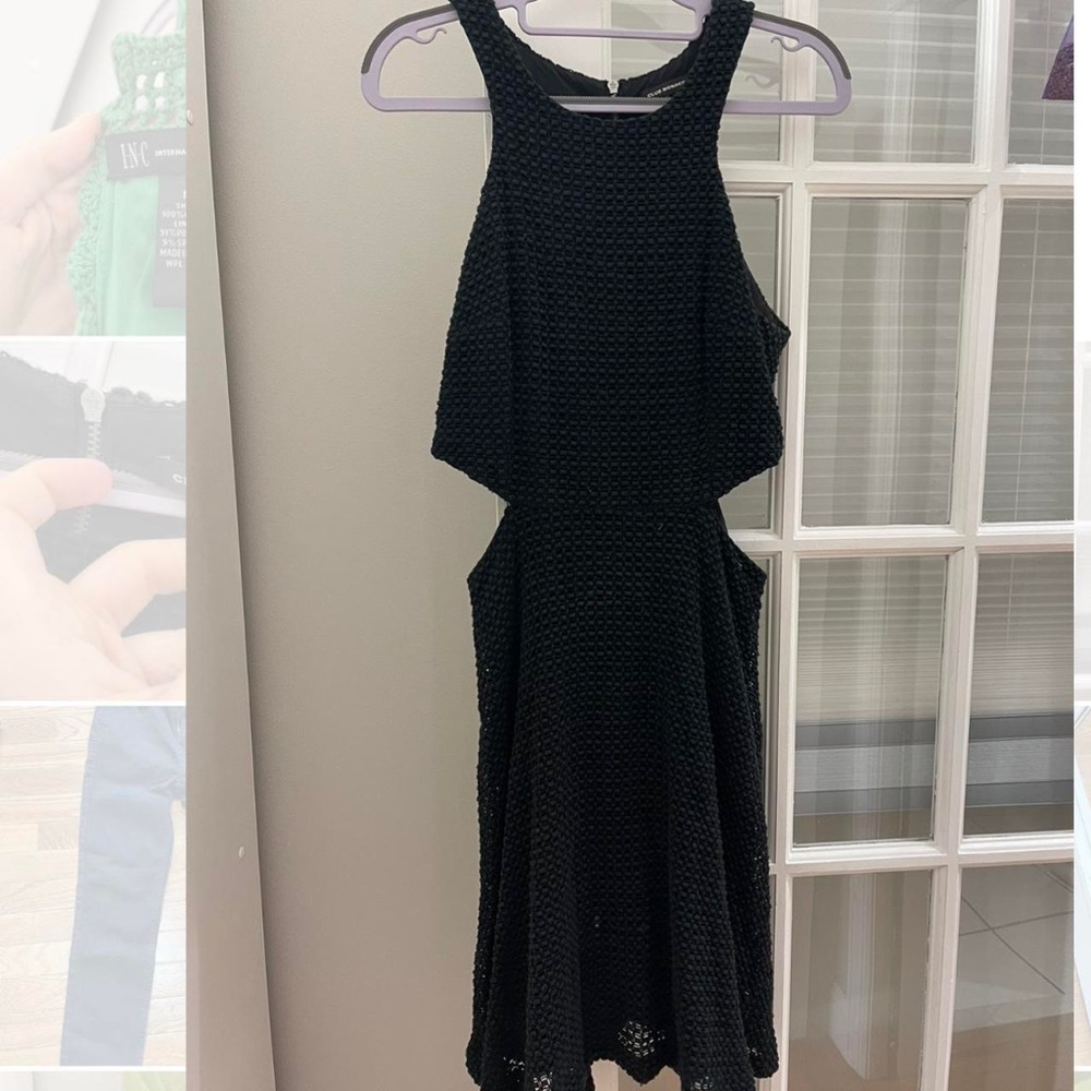 Club Monaco black midi dress with side cutouts size 6